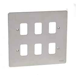 Schneider Electric Ultimate - flat plate Grid system - 6 gangs - stainless steel - GUG06G-SS